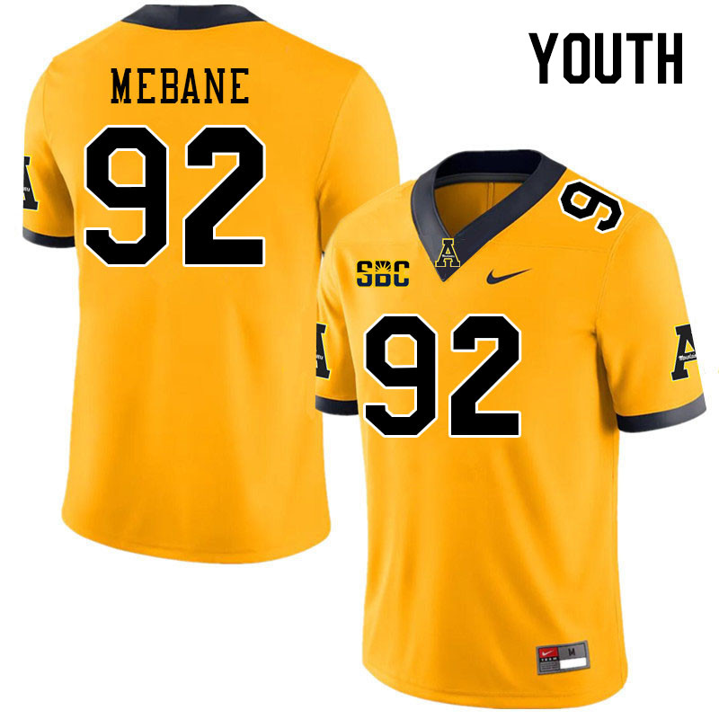 Youth #92 AJ Mebane Appalachian State Mountaineers College Football Jerseys Stitched Sale-Gold - Click Image to Close